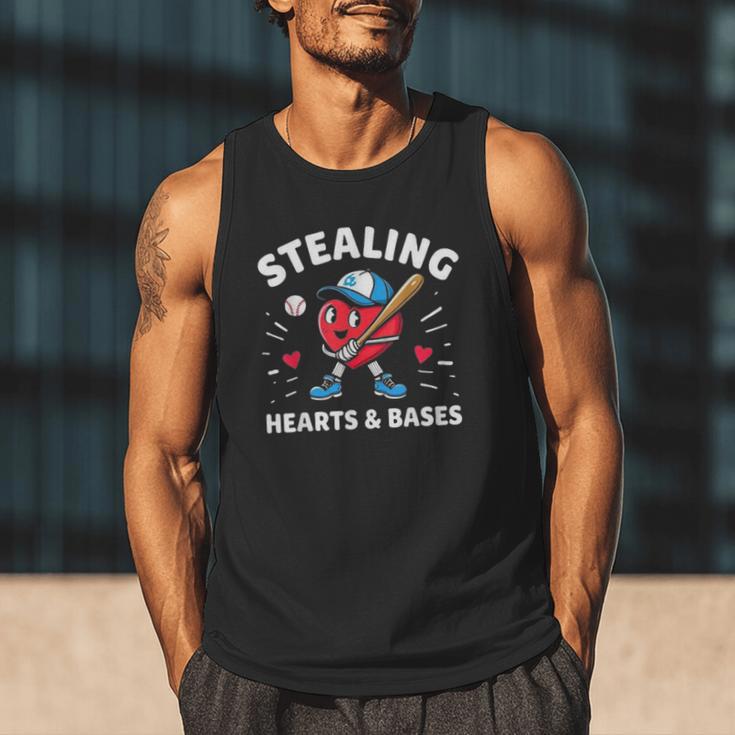 Valentines Day Baseball Stealing Hearts Bases Boys Kids Men Men Tank Top