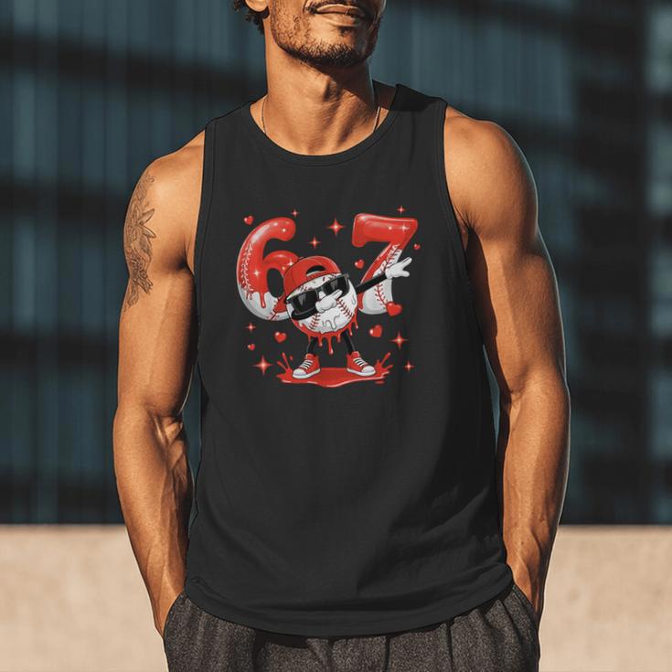 Valentines Day Six Seven Baseball 6 7 Meme Dab Heart Boys Men Tank Top