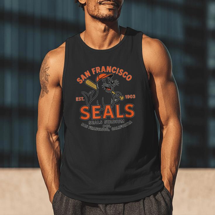 Vintage San Francisco Seals California Baseball Logo Men Tank Top Vintage San Francisco Seals California Baseball Logo Men Tank Top