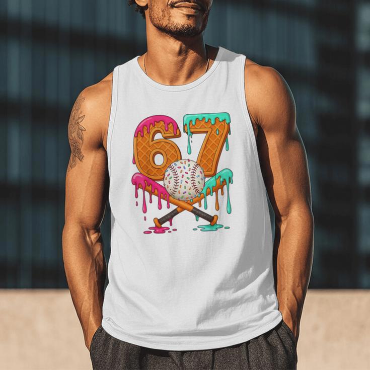 67 Ice Cream Drip Baseball Number 67 Player 67th Birthday Men Tank Top