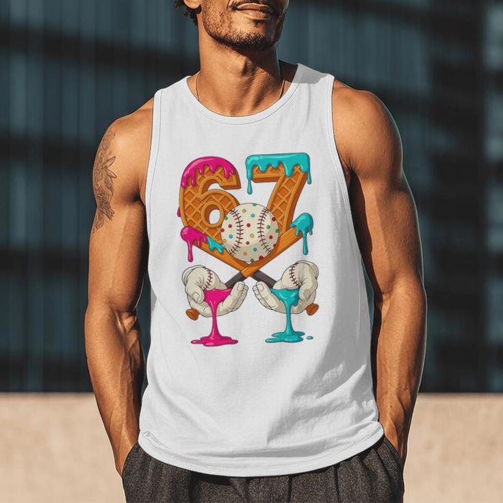 67 Ice Cream Drip Baseball Number 67 Player 67th Birthday Premium Tri-Blend Men Tank Top