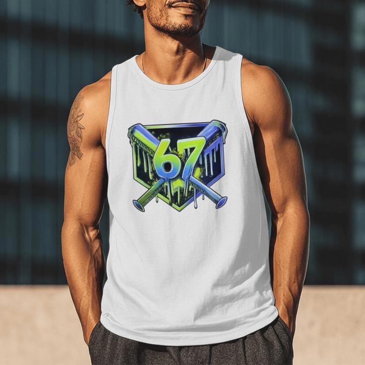 Awesome 67 Baseball Drip Effect Baseball 6-7 Meme Graphic Premium Tri-Blend Men Tank Top Awesome 67 Baseball Drip Effect Baseball 6-7 Meme Graphic Premium Tri-Blend Men Tank Top