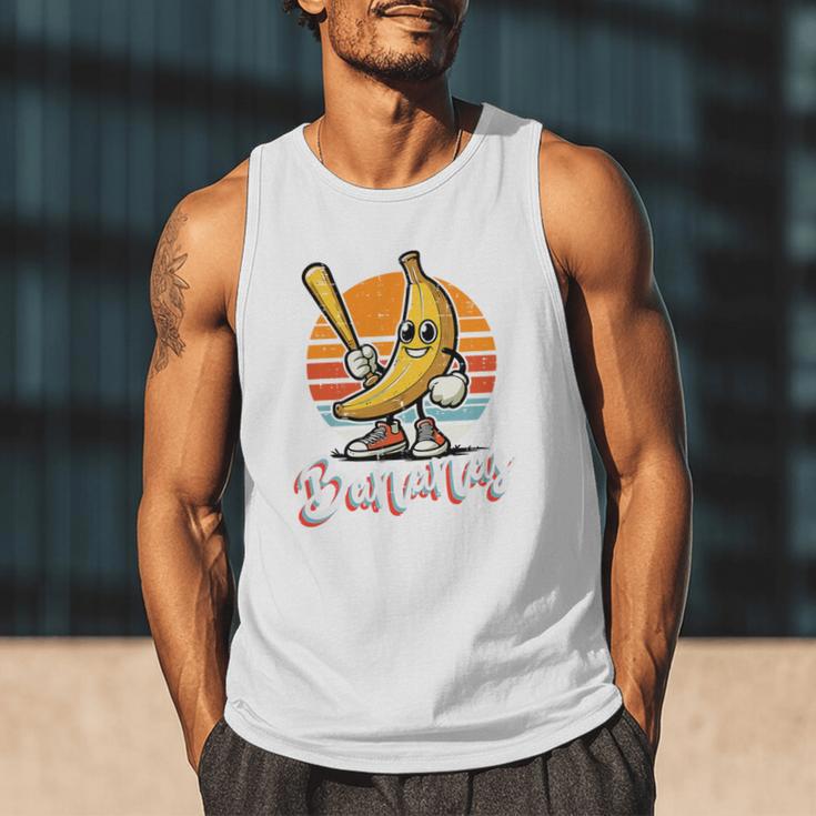 Bananas Baseball Sunset Retro Fruit Sports Boys Kids Men Premium Tri-Blend Men Tank Top