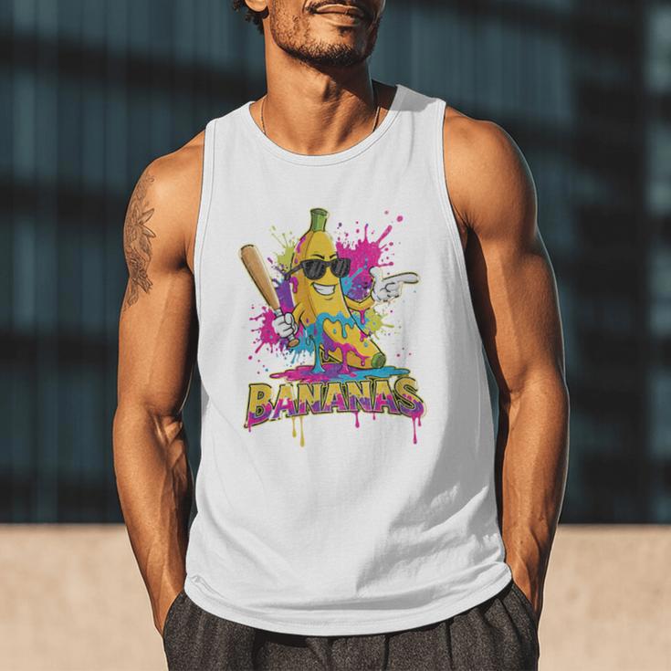 Baseball Banana Splatter Sports Kids Teens Premium Tri-Blend Men Tank Top