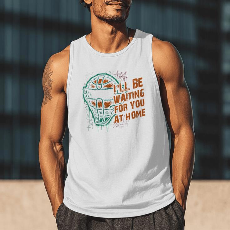 Baseball Catcher Waiting At Home Aggressive Player Quote Men Tank Top