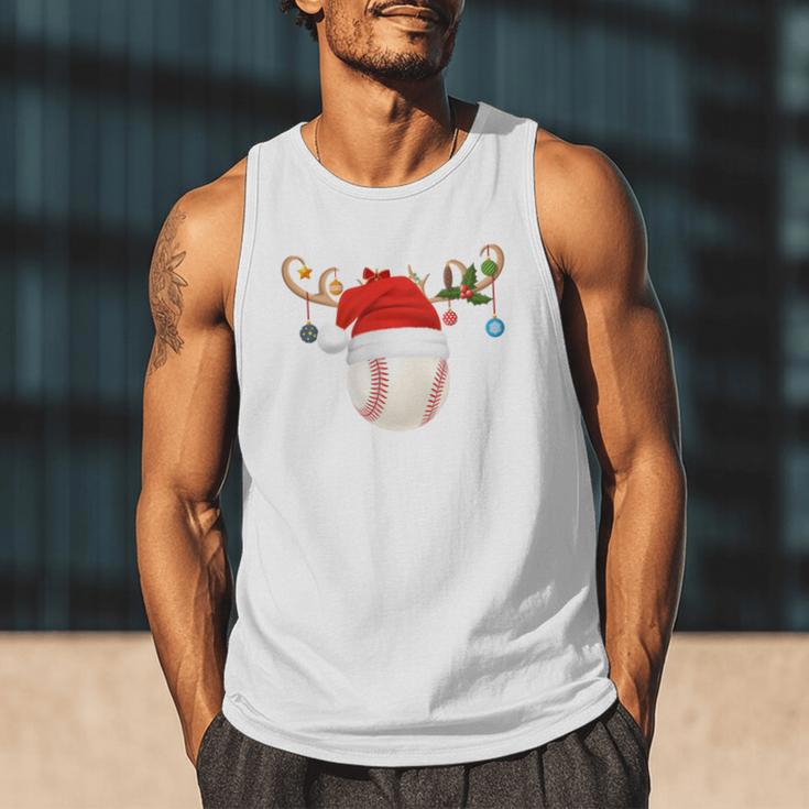 Baseball Christmas Reindeer Santa Hat Sports Player Xmas Men Tank Top