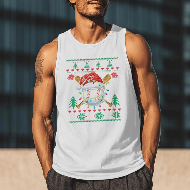 Baseball Christmas Ugly Sweater Santa Sport Men Kids Men Tank Top
