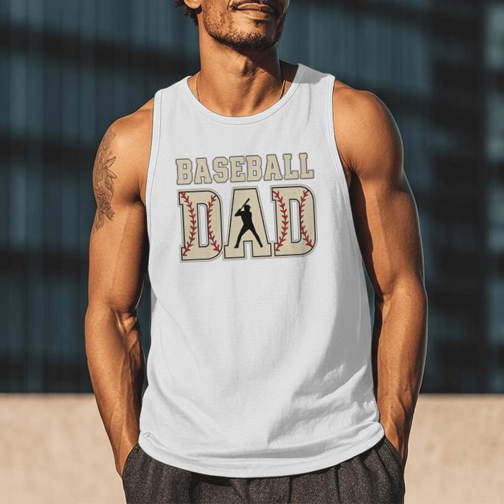 Baseball Dad Distressed Bold Stitch Graphic Sports Father Premium Men Tank Top