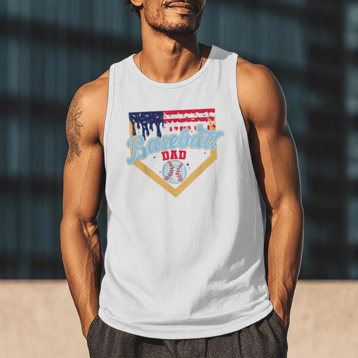 Baseball Dad Ice Cream Drip Father American Flag 4th Of July Men Tank Top Baseball Dad Ice Cream Drip Father American Flag 4th Of July Men Tank Top
