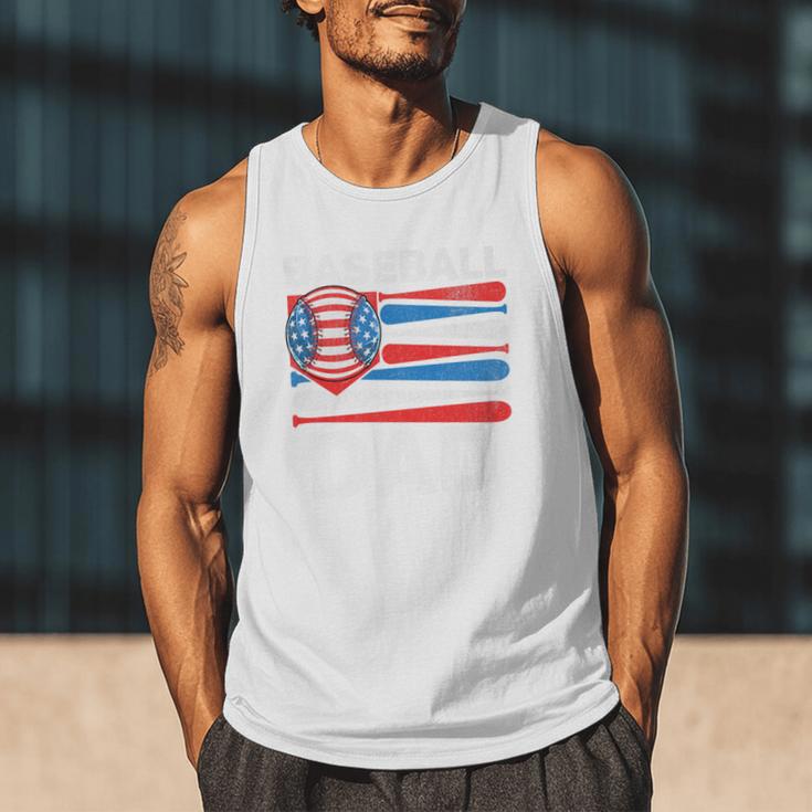 Baseball Dad For Men American Flag 4th Of July Fathers Day Premium Men Tank Top
