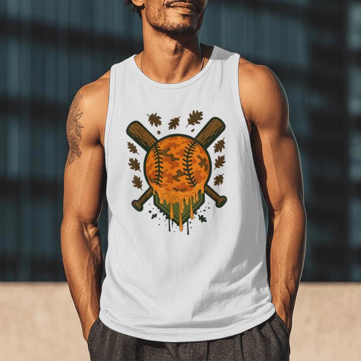 Baseball Drip Ice Cream Dripping Blaze Hunter Orange Camo Men Tank Top