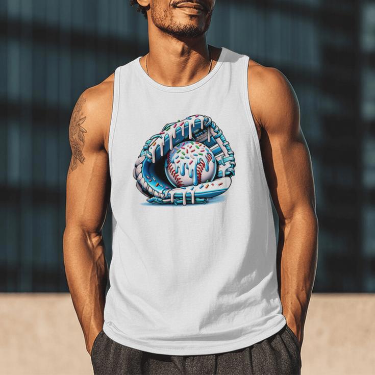 Baseball Drip Ice Cream Sprinkles Baseball Glove Premium Tri-Blend Men Tank Top