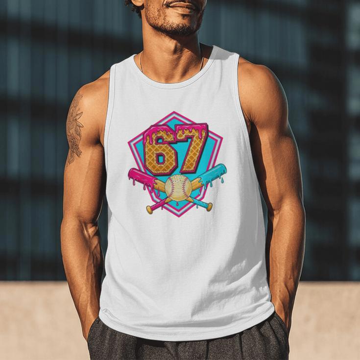 Baseball Drip Jersey Number 67 For Players & 67th Birthday Premium Tri-Blend Men Tank Top