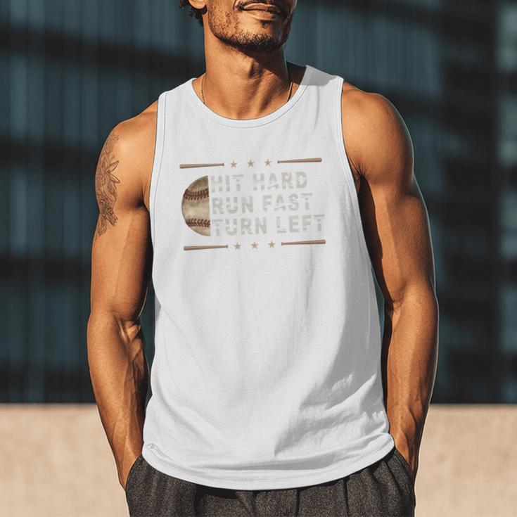 Baseball Hit Hard Run Fast Turn Left Men Boys Men Tank Top Baseball Hit Hard Run Fast Turn Left Men Boys Men Tank Top