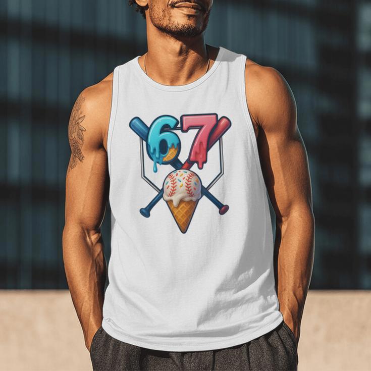 Baseball Ice Cream Drip 67 Six Seven Gen Alpha Slang Meme Men Tank Top Baseball Ice Cream Drip 67 Six Seven Gen Alpha Slang Meme Men Tank Top