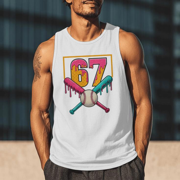 Baseball Ice Cream Drip Number 67 Player 67th Birthday Premium Tri-Blend Men Tank Top Baseball Ice Cream Drip Number 67 Player 67th Birthday Premium Tri-Blend Men Tank Top