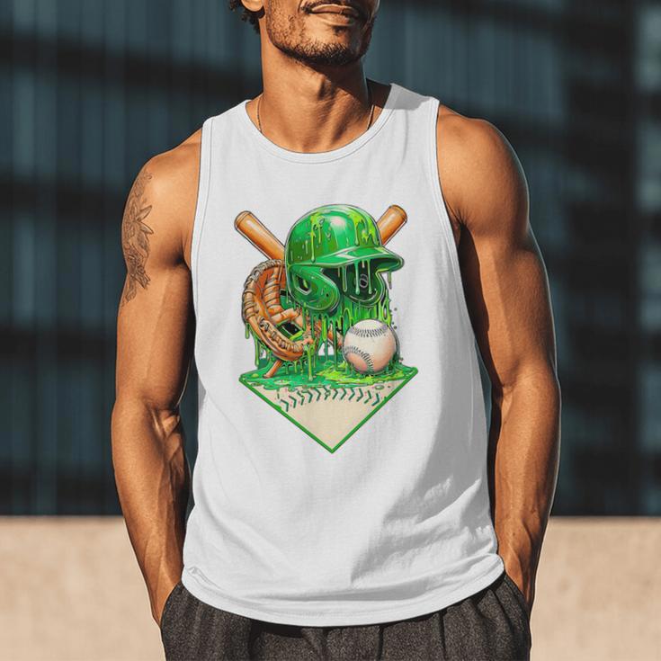 Baseball Life Style Ice Cream Drip Green Premium Tri-Blend Men Tank Top