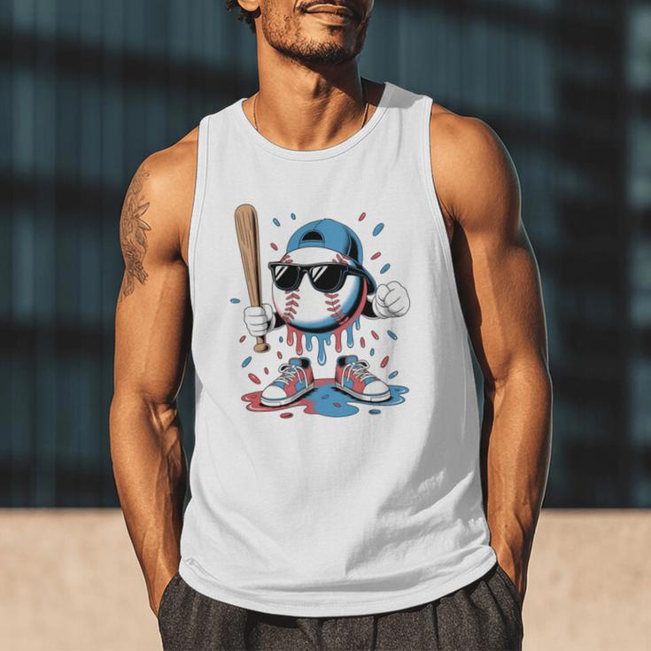 Baseball Lifestyle Apparel Youth Baseball Ice Cream Drip Men Tank Top Baseball Lifestyle Apparel Youth Baseball Ice Cream Drip Men Tank Top