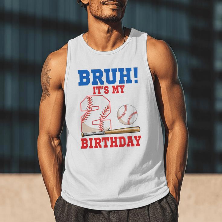 Bruh It's My 2nd Birthday Boy Baseball Themed Party Men Tank Top