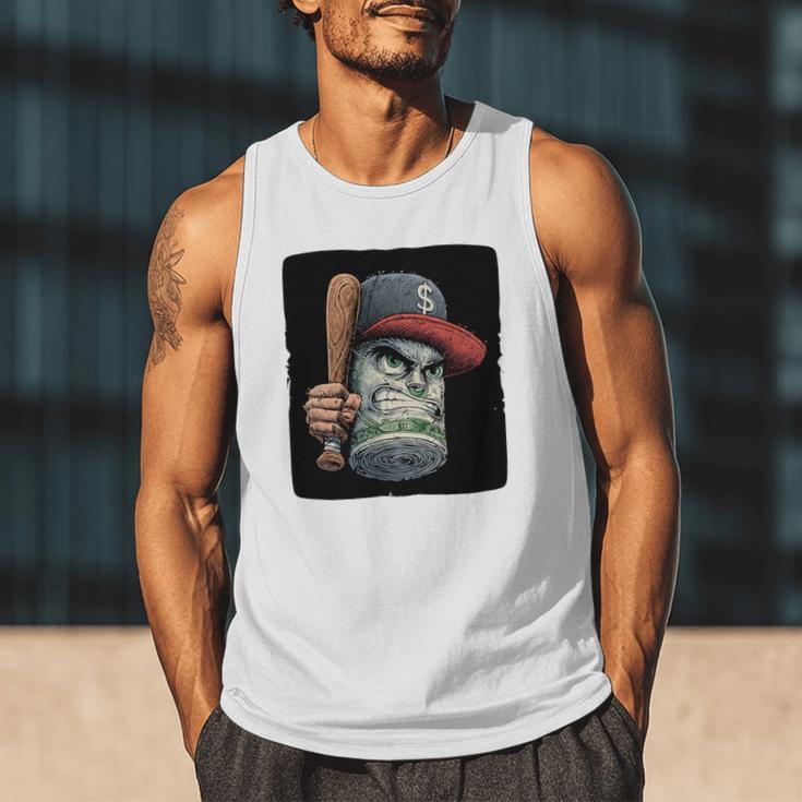 Cool Dollar Bill Guy With Cap And Baseball Costume Premium Tri-Blend Men Tank Top Cool Dollar Bill Guy With Cap And Baseball Costume Premium Tri-Blend Men Tank Top