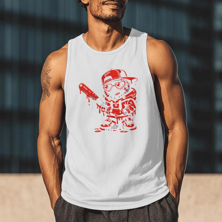 Drippy Baseball Mascot Valentine Heart Glasses Cartoon Men Tank Top Drippy Baseball Mascot Valentine Heart Glasses Cartoon Men Tank Top