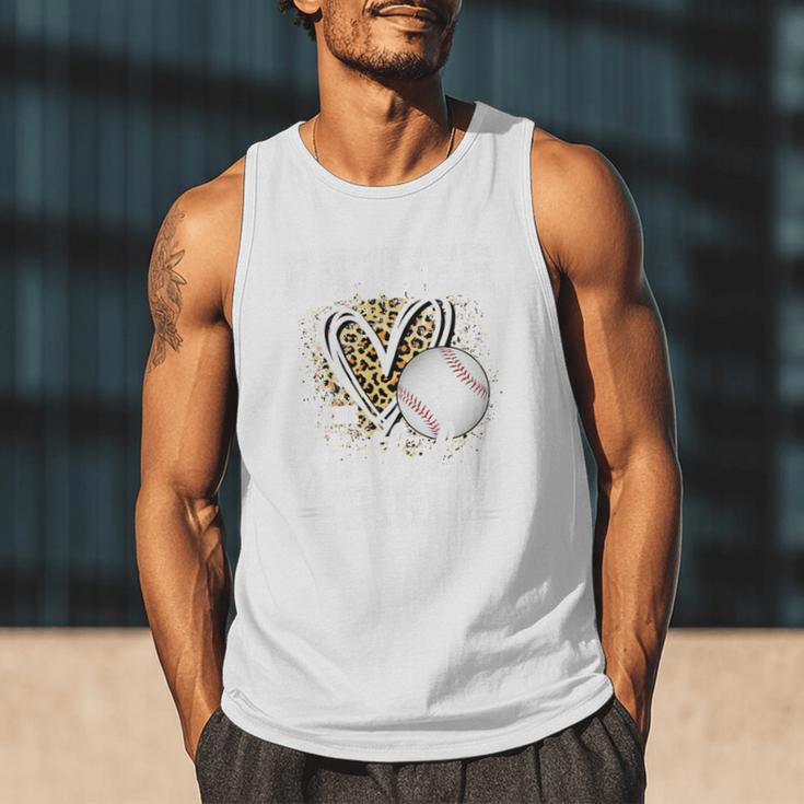 Father Of The Birthday Girl Baseball Dad Leopard Heart Premium Tri-Blend Men Tank Top