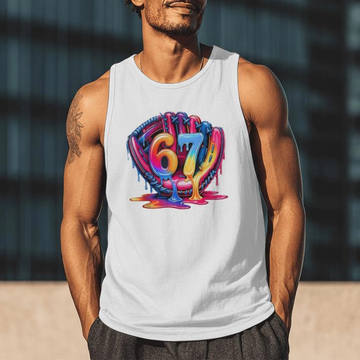 Gen Alpha Slang Ice Cream Drip Six Seven 67 Baseball Catcher Men Tank Top