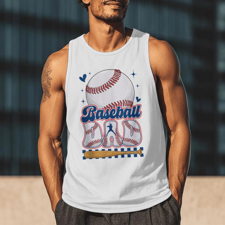 Groovy Baseball Dad Daddy Father Happy Fathers Day Men Guys Men Tank Top