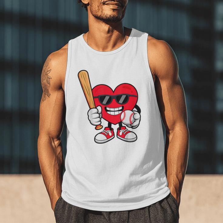 Heart Playing Baseball Valentines Day Men Tank Top