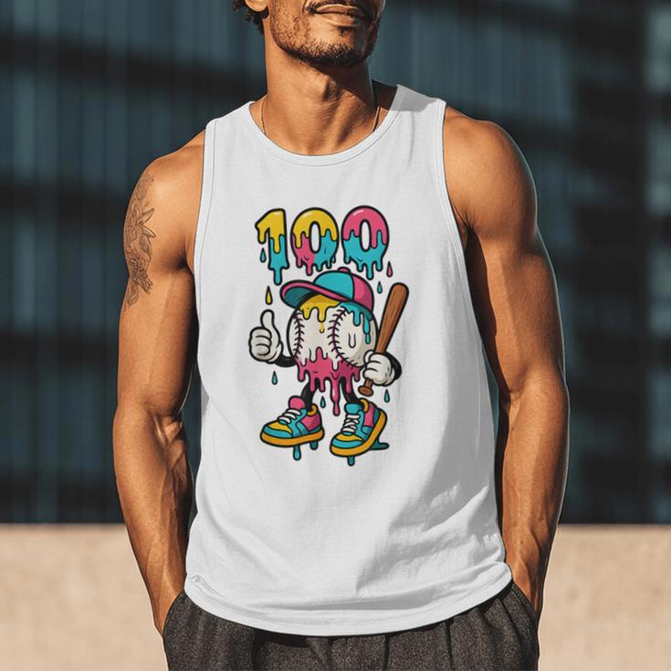 Ice Cream Drip Baseball Party 100 Days Of School Teacher Men Tank Top
