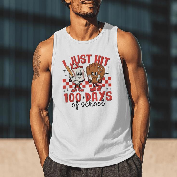 I Just Hit 100 Days Of School Baseball 100th Day Teacher Kid Men Tank Top
