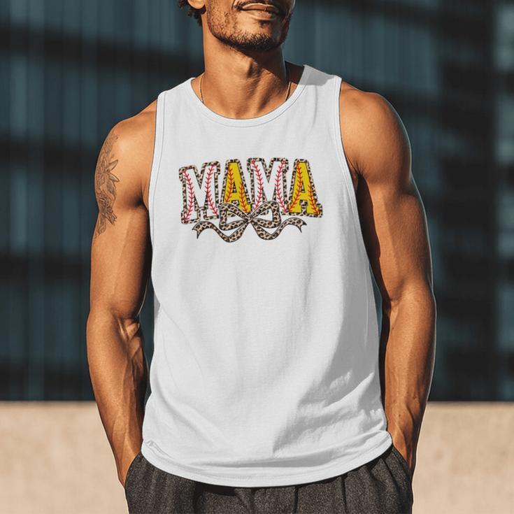 Leopard Baseball Softball Mama Bow Softball Baseball Mom Men Tank Top