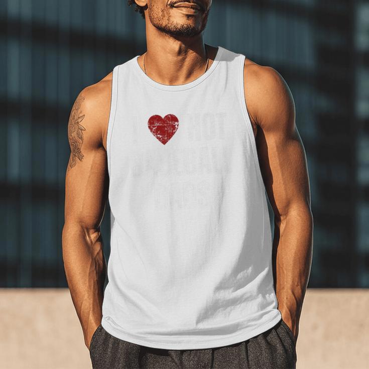 I Love Hot Baseball Dads Red Hearts Premium Men Tank Top