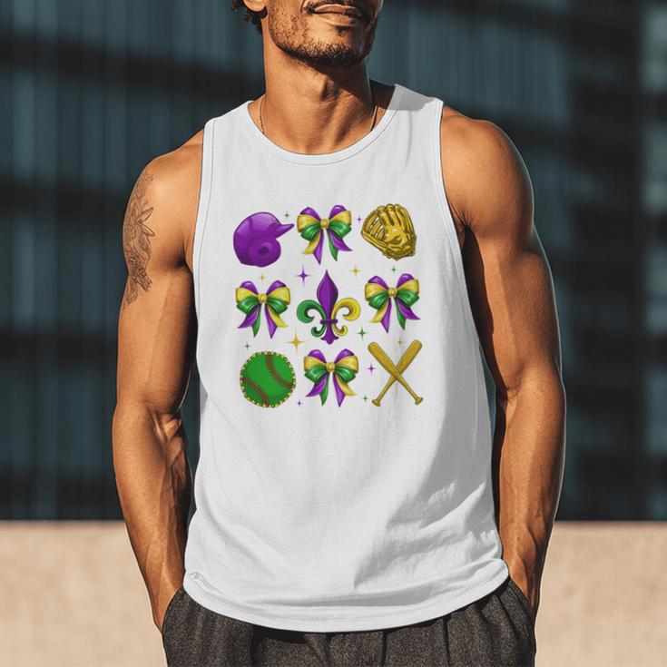 Mardi Gras Baseball Coquette Bow Fat Tuesday Parade Girls Men Tank Top Mardi Gras Baseball Coquette Bow Fat Tuesday Parade Girls Men Tank Top