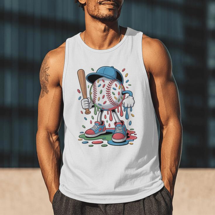 Melting Slime Sprinkle Baseball Mascot With Bat Men Tank Top
