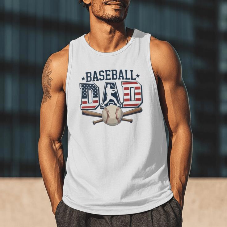 Patriotic Baseball Dad USA Flag American 4th Of July Men Tank Top