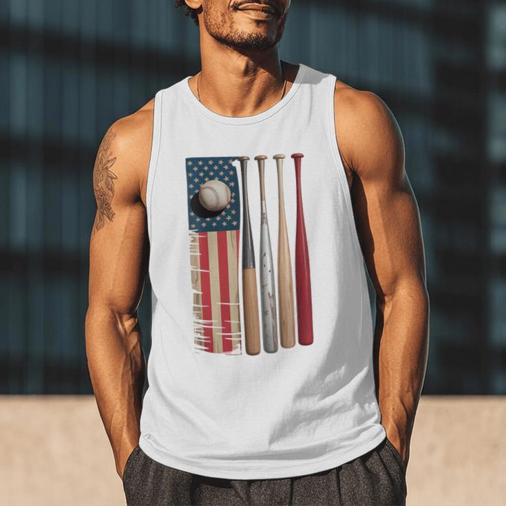 Patriotic USA Flag American Baseball Dad 4th Of July Men Tank Top