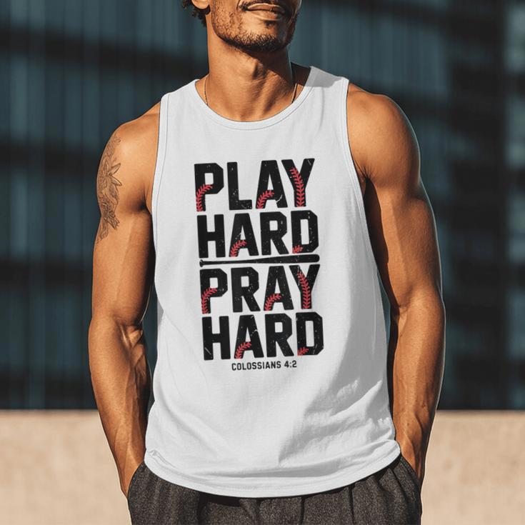 Play Hard Pray Hard Youth Boy Christian Baseball Jesus Men Tank Top