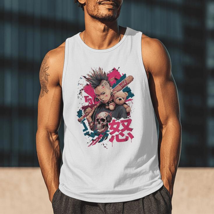 Punk Girl With Anger Kanji And Baseball Bat Men Tank Top Punk Girl With Anger Kanji And Baseball Bat Men Tank Top