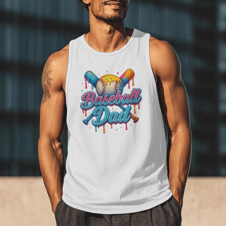 Retro Baseball Dad Dripping Ice Cream Father's Day Men Tank Top Retro Baseball Dad Dripping Ice Cream Father's Day Men Tank Top