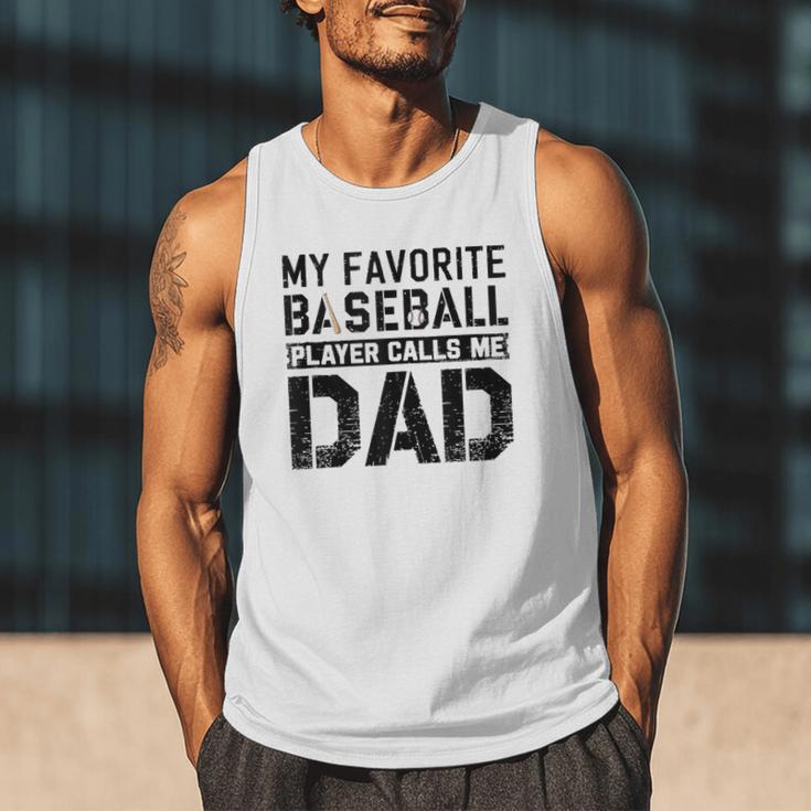 Retro Baseball Dad My Favorite Baseball Player Calls Me Dad Men Tank Top