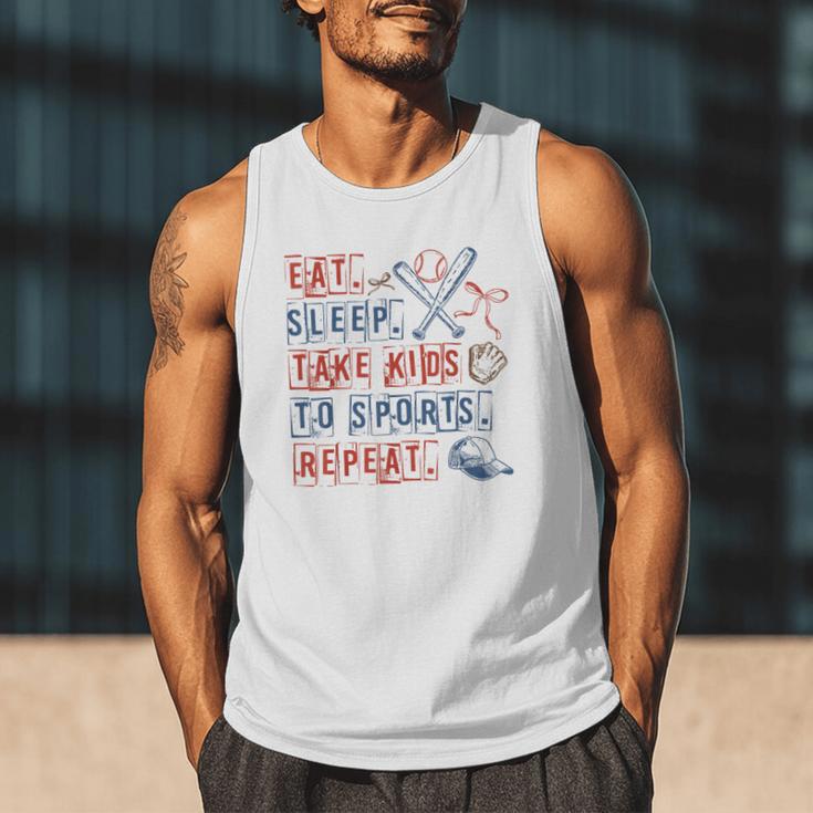 Retro Eat Sleep Take Kids To Sports Repeat Game Day Baseball Men Tank Top