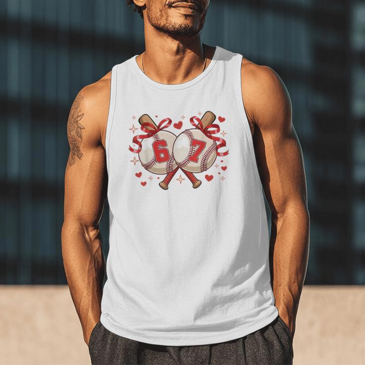 Six Seven 67 Meme Baseball Coquette Bow Valentine Men Tank Top