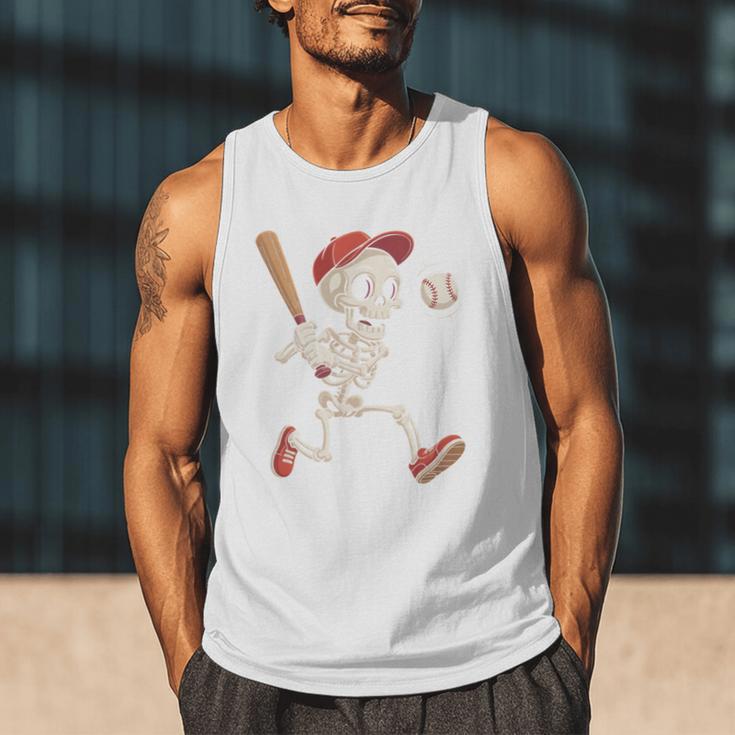 Skeleton Batting Baseball Halloween Boys Men Kids Men Tank Top