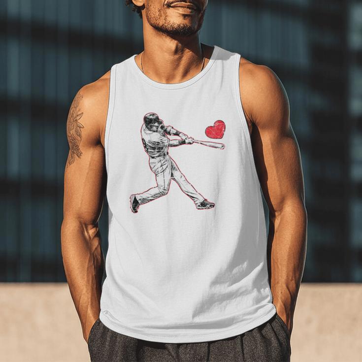 Valentines Baseball Batter Heart Player Silhouette Premium Tri-Blend Men Tank Top