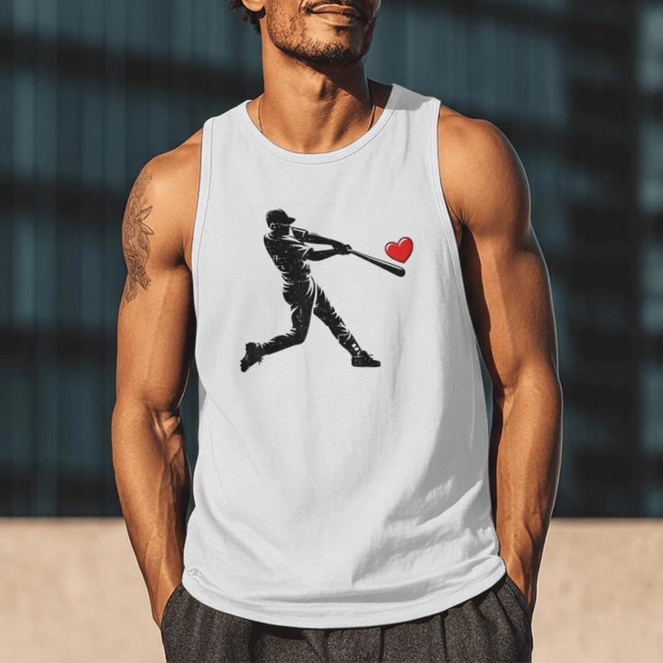 Valentines Day Baseball Batter Silhouette Heart Men Boys Kid Men Tank Top