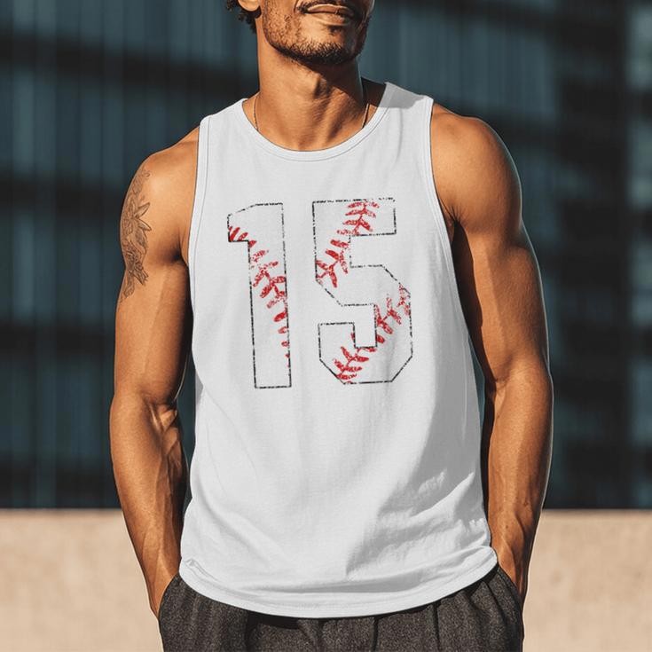 Vintage Distressed Baseball Number 15 Jersey Player Uniform Men Tank Top Vintage Distressed Baseball Number 15 Jersey Player Uniform Men Tank Top