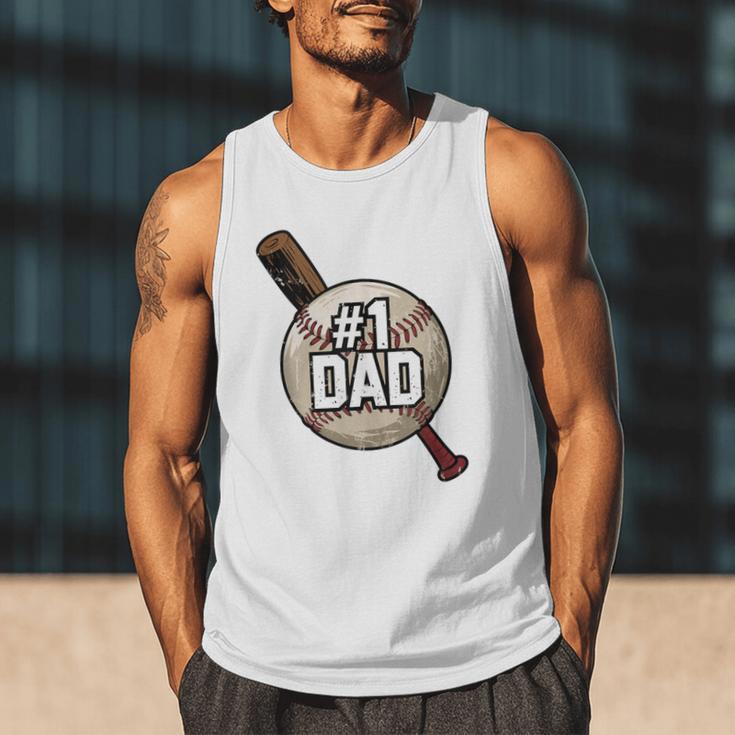 Vintage Father's Day 1 Baseball Dad Baseball Lovers Players Men Tank Top Vintage Father's Day 1 Baseball Dad Baseball Lovers Players Men Tank Top