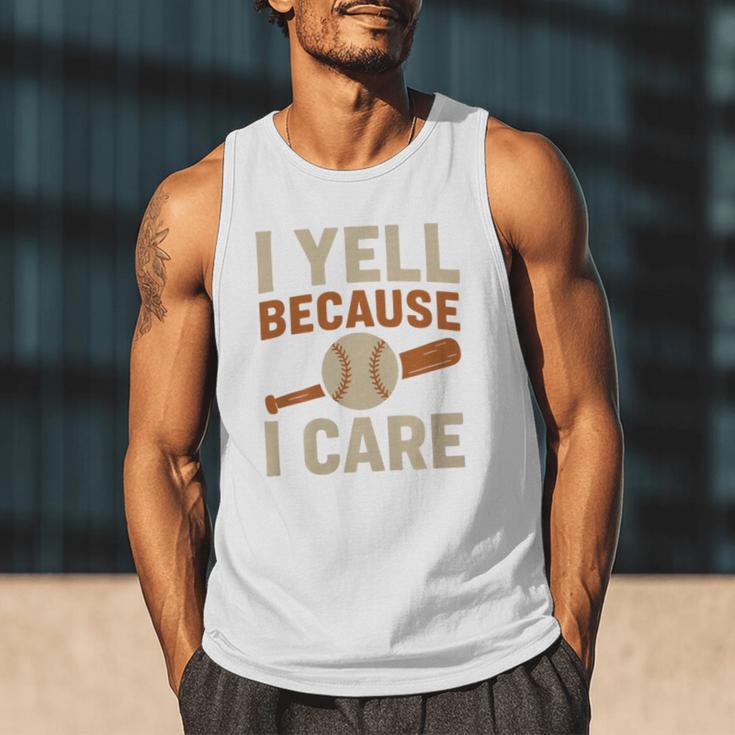 I Yell Because I Care Baseball Dad Coach Father's Day Premium Tri-Blend Men Tank Top