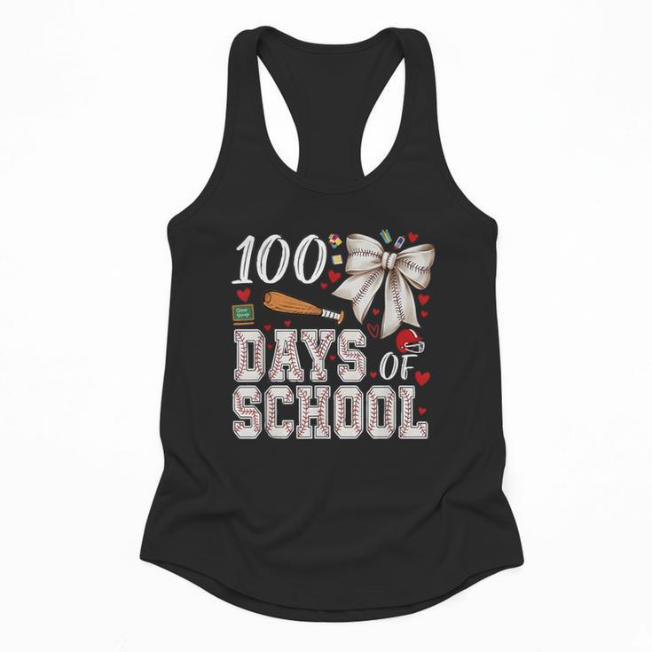100 Days Of School Baseball 100th Day Of School Coquette Bow Flowy Tank